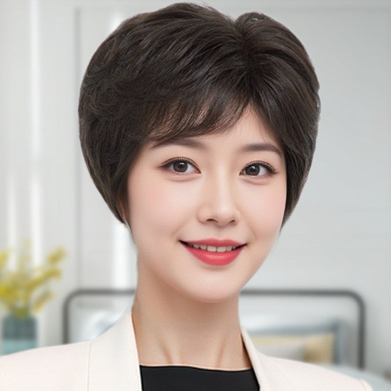 中老年假发女全头套透气修颜减龄