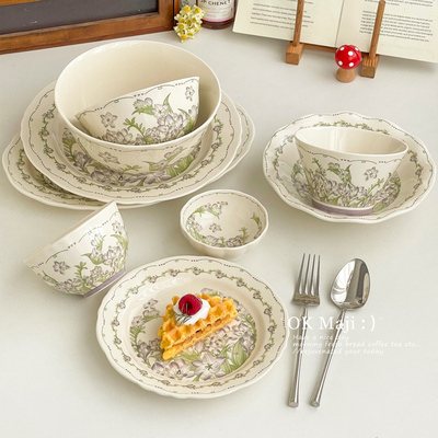 釉下彩法式浪漫陶瓷餐盘