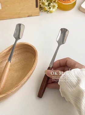 辅食勺勺子家用宝宝精致小勺子甜品勺木柄勺子搅拌勺咖啡勺方头勺