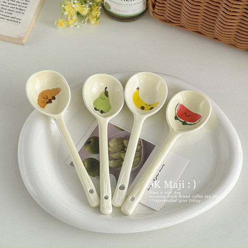 卡通可爱高颜值陶瓷长勺子