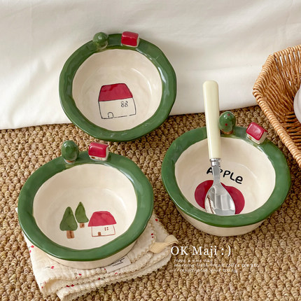 高颜值陶瓷饭碗家用一人一个麦片碗早餐碗釉下彩儿童碗酸奶甜品碗