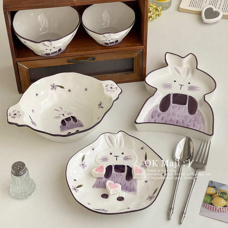 卡通可爱釉下彩陶瓷盘子