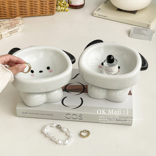 帕恰狗可爱陶瓷收纳盒摆件办公桌台面收纳置物架书桌上的收纳神器