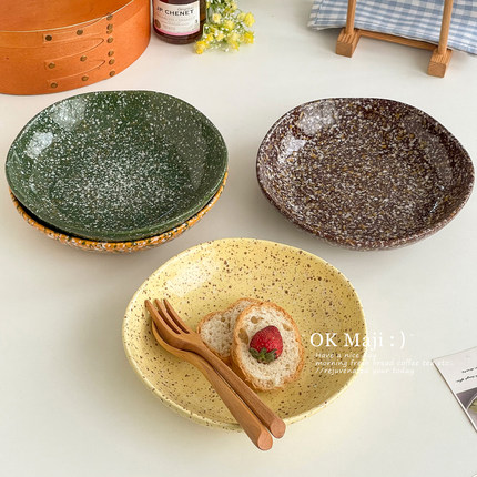 ins风盘子家用2025新款高颜值泼墨盘陶瓷菜盘深盘水果沙拉甜品盘