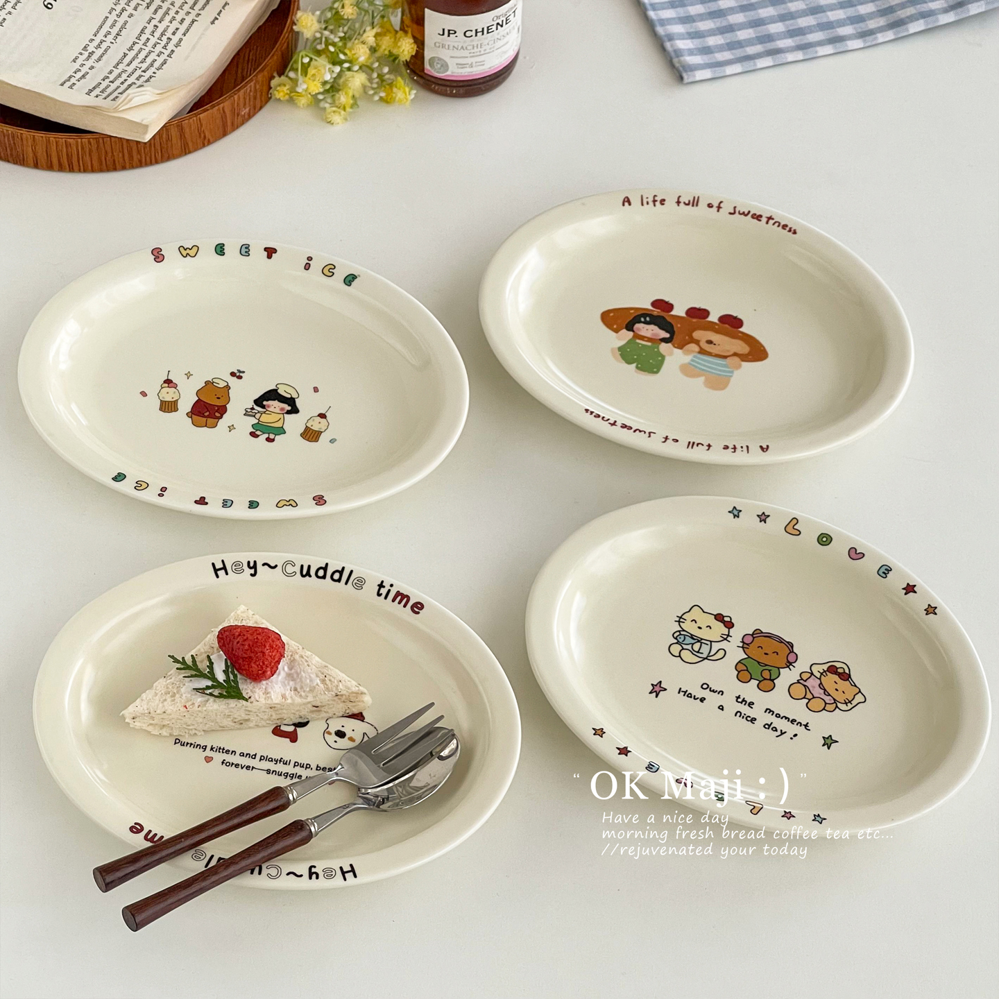 ins风可爱陶瓷椭圆餐盘