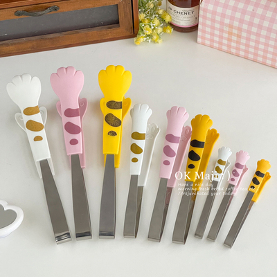 食品级可爱猫爪不锈钢食物夹