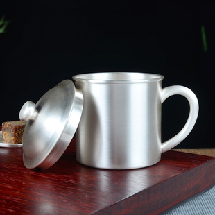 包邮 顺丰 足银999纯银水杯男女办公咖啡杯银马克杯茶缸杯茶杯定制