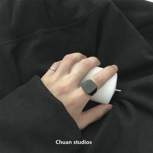 暗黑ins欧美风方形食指环
