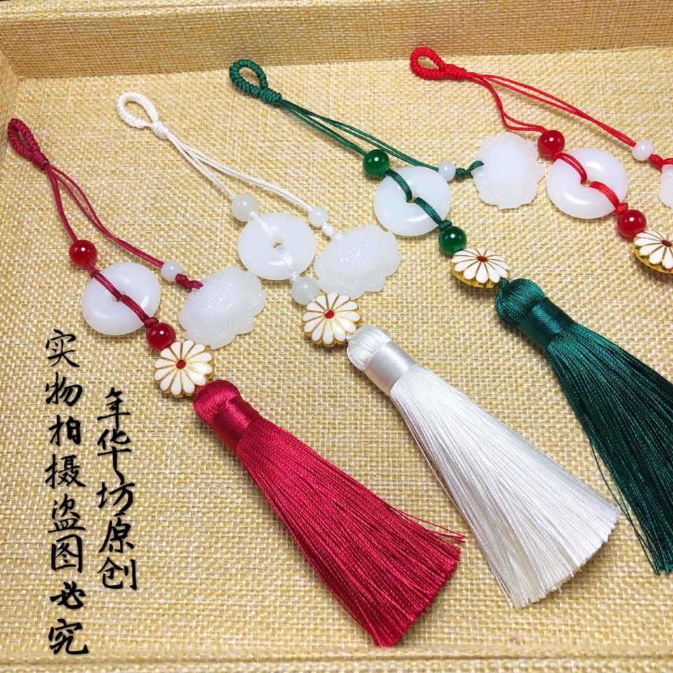 旗袍压襟棉麻汉服流苏挂件平安扣