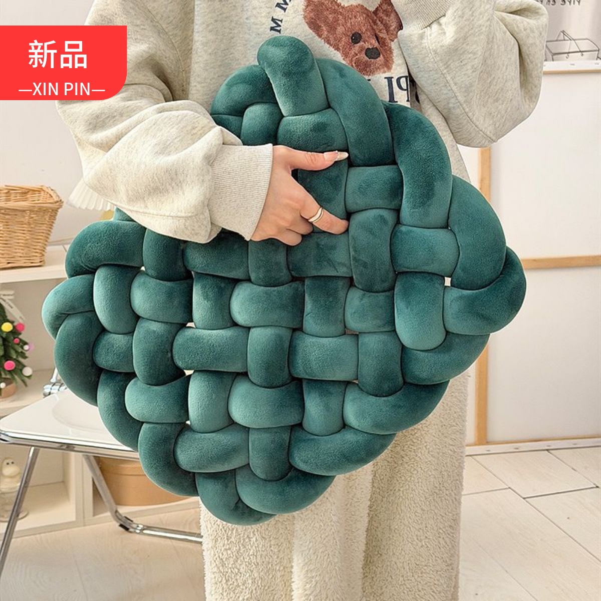 纯手工编织纹理椅垫装饰靠枕坐垫