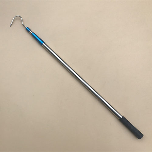 1.9米4m6米蓝套不锈钢伸缩杆单搭钩 圆尖大号长勾子 中号带倒刺钩