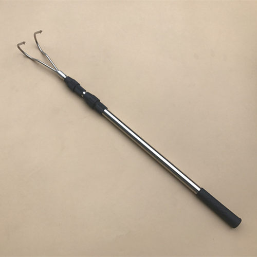 新品2爪3爪搭钩 1.5米4m6m不锈钢内外双锁伸缩杆 双勾带倒刺竿子