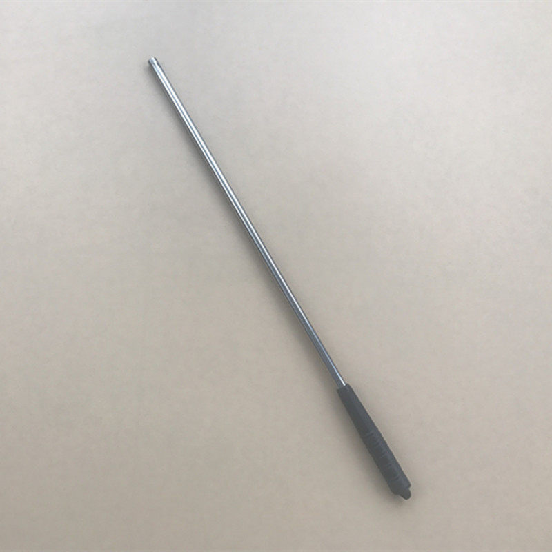 不伸缩8MM接口不锈钢杆子 单节空心超轻冰钓抄鱼网竿带孔塑料手柄