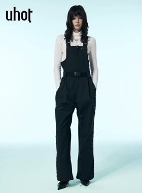uhot/诱货黑色滑雪裤可调节背带长裤防风保暖酷帅25新款UWWW4L276