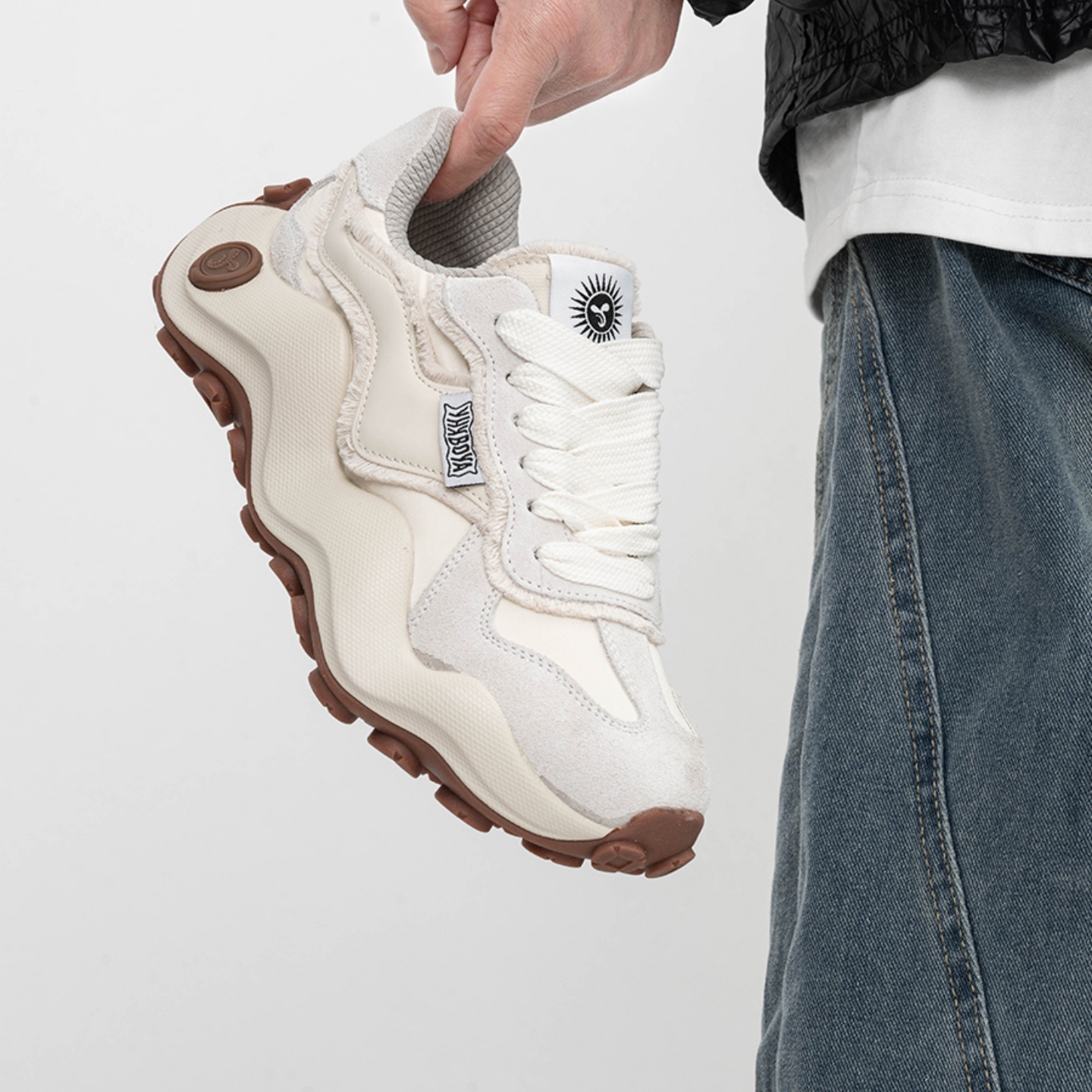 明星联名波浪底德训鞋男小众情侣厚底增高复古休闲运动老爹鞋女