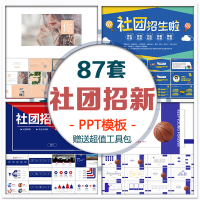 社团招新ppt模板大学生音乐吉他英语书法绘画舞蹈文学社招新宣传