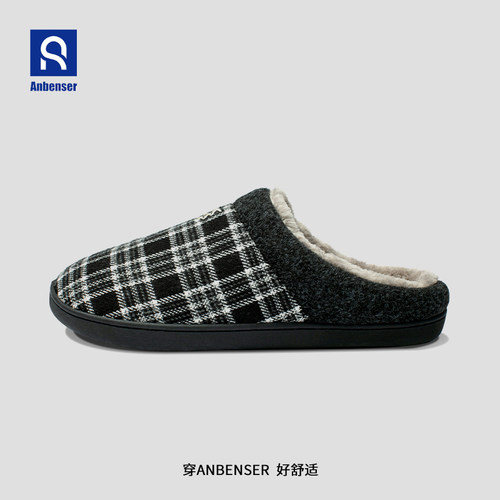 anbenser冬季防滑休闲毛绒棉拖鞋