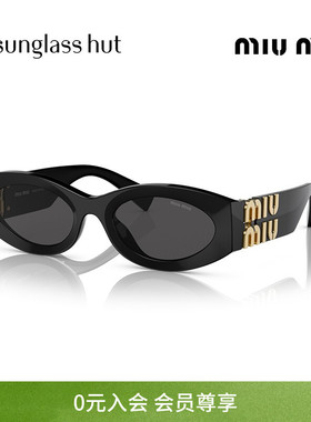 MIUMIU缪缪太阳眼镜女黑金logo猫眼复古墨镜0MU 11WS