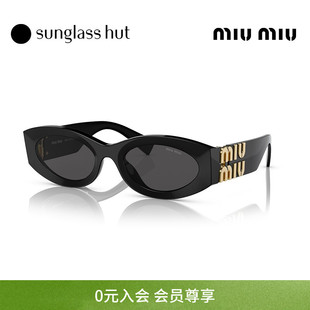 MIUMIU缪缪太阳眼镜女黑金logo猫眼复古墨镜0MU 11WS