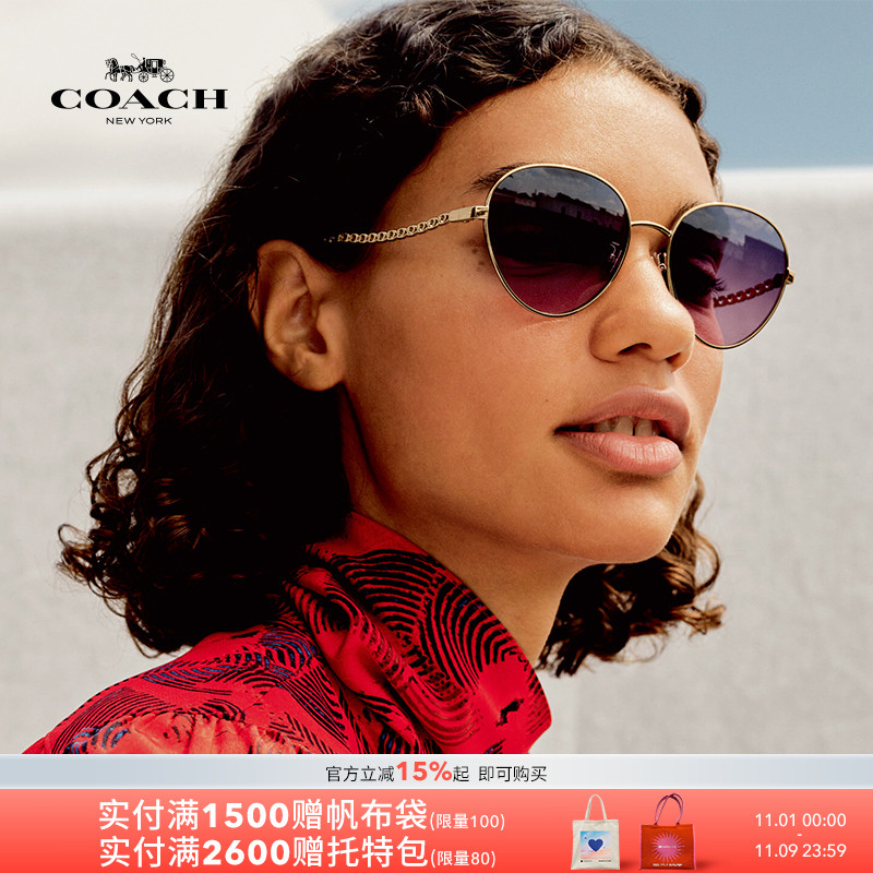 COACH/蔻驰 时尚经典女款金属太阳镜墨镜 0HC7114