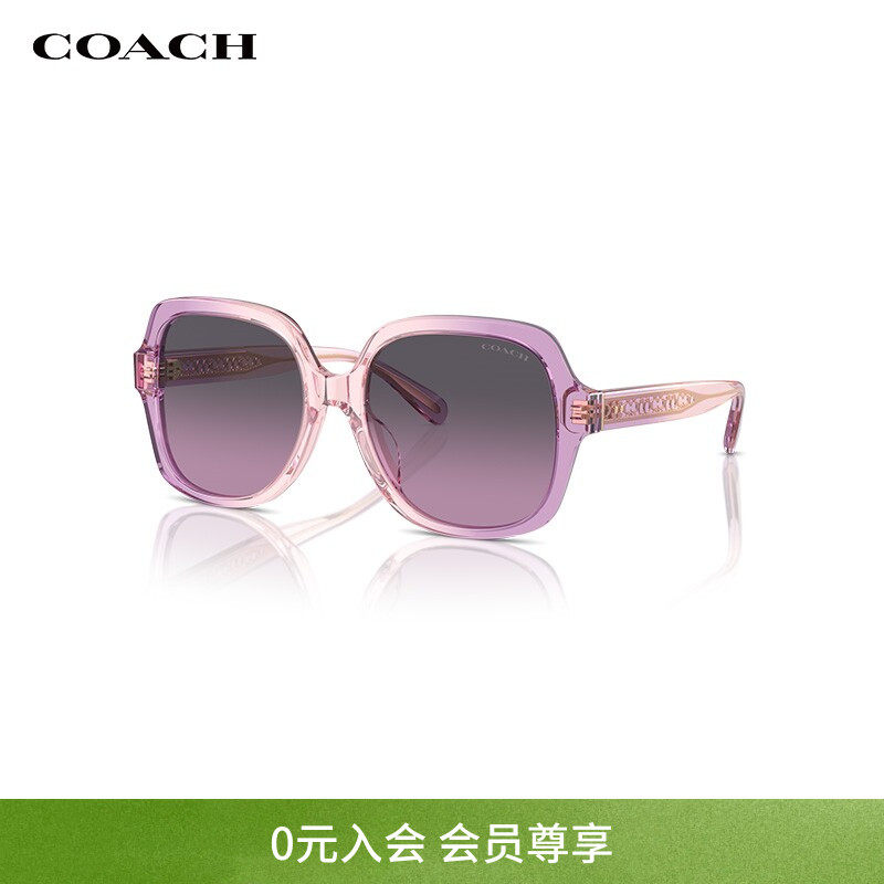 COACH/蔻驰粉色太阳镜潮流百搭女款墨镜方形眼镜0HC8395U