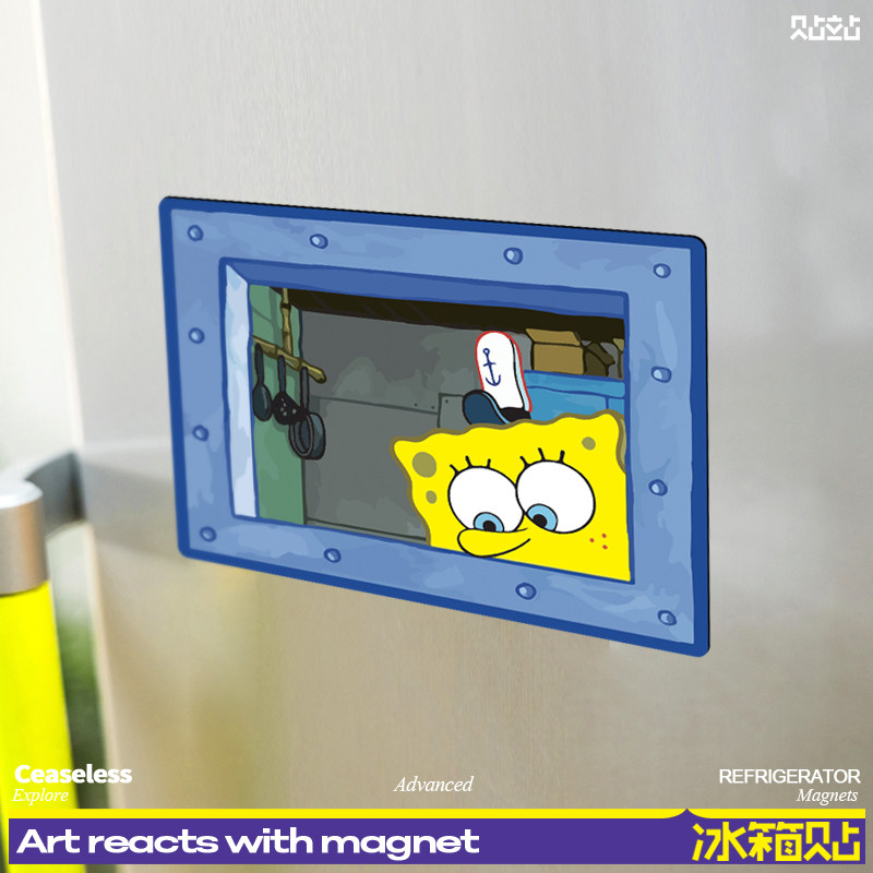 可爱海绵宝宝窗户口创意磁吸冰箱贴磁性装饰贴卡通搞笑趣味磁吸贴,家居饰品,冰箱贴,淘宝优惠券,粉丝福利购,淘宝优惠卷
