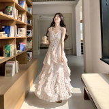 【现货】小清新碎花蕾丝花边吊带连衣裙P165-K268，女装连衣裙，浙宝128A