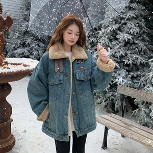 【现货】新款数据好牛仔加绒加厚棉服外套P205-K298，女装棉衣/棉服，浙宝128A