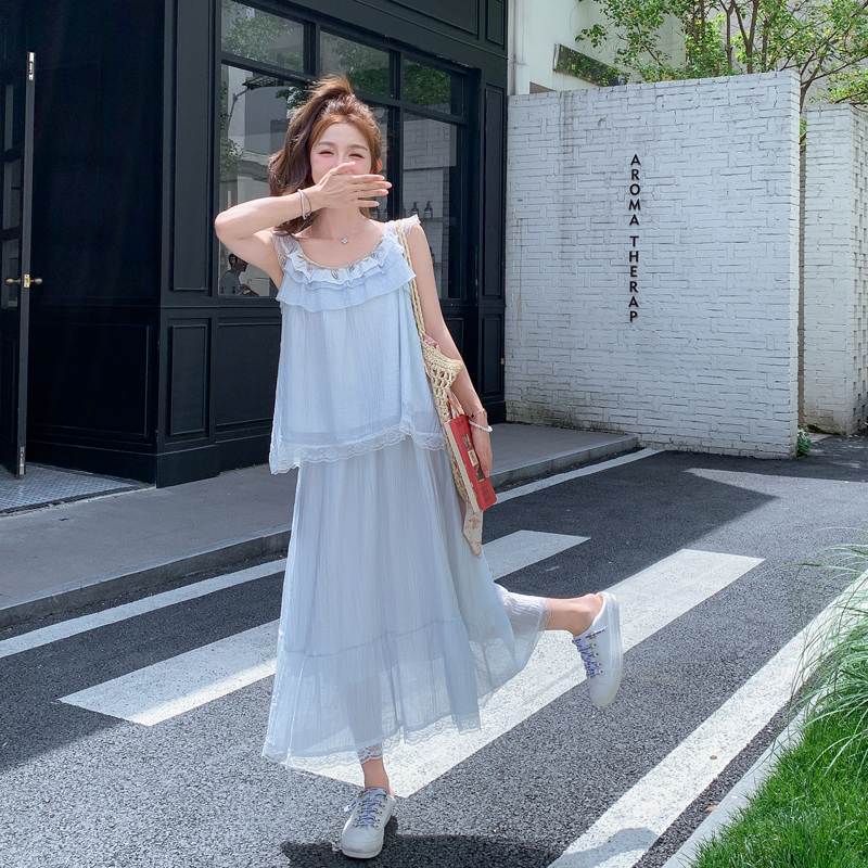 甜美少女感蕾丝花边拼接套装女2025新款夏季减龄上衣半身裙两件套，女装套装/套裙，浙宝128A
