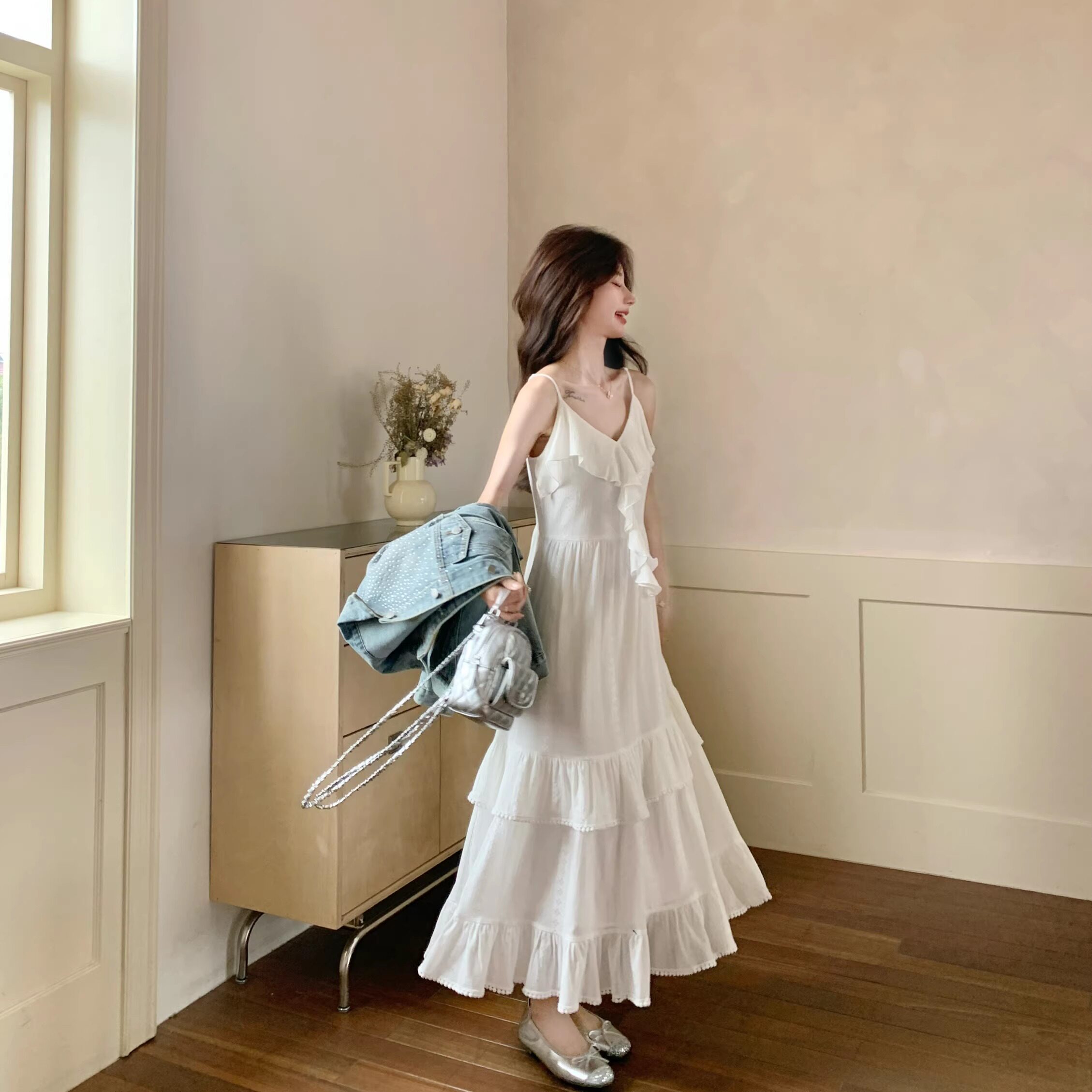 【现货】主推白色吊带连衣裙P155-K248,女装连衣裙,浙宝128A