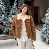 【现货】新款数据好皮毛一体外套P195-K288，女装短外套，浙宝128A