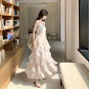 【现货】小清新碎花蕾丝花边吊带连衣裙P165-K268图片