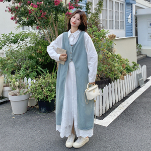 【现货】牛仔罩衫两件套裙P180-K258，女装套装/套裙，浙宝128A