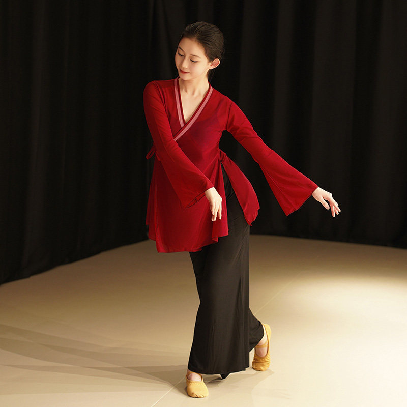 古典舞纱衣开衫剑舞服装北舞同款练功服身韵舞蹈服表演汉服训练服