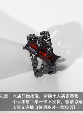 黑暗之魂原戒学者戒指复古霸气红锆石欧美情侣指环2026年新款