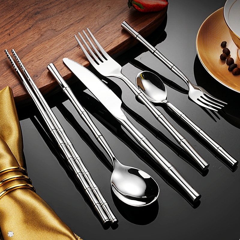 304不锈钢刀叉勺子西餐圆滑边缘加强质量便携餐具圆勺甜品刀勺叉