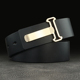 男士 带 裤 T字母3.8宽内穿皮带真皮休闲平滑扣韩版 潮流百搭腰带时尚