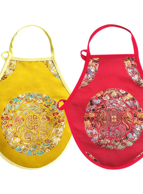 大红黄色龙凤吉祥 新生婴幼儿 传统绸缎红肚兜 手工 支持定制