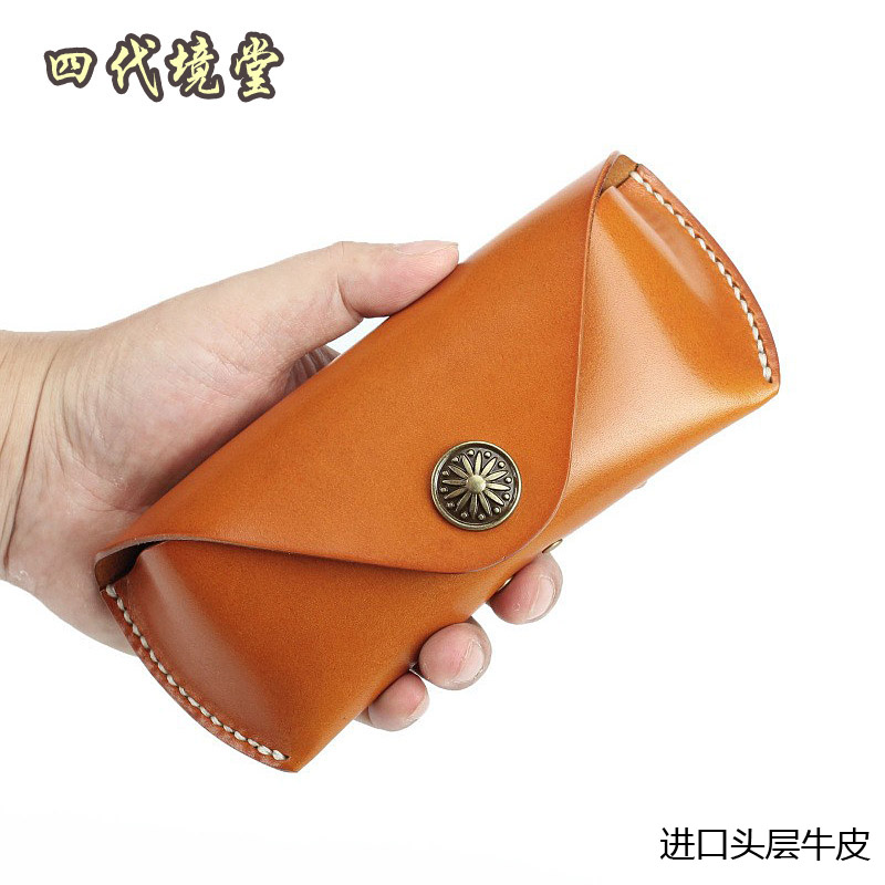复古抗压头层牛皮配送眼镜布