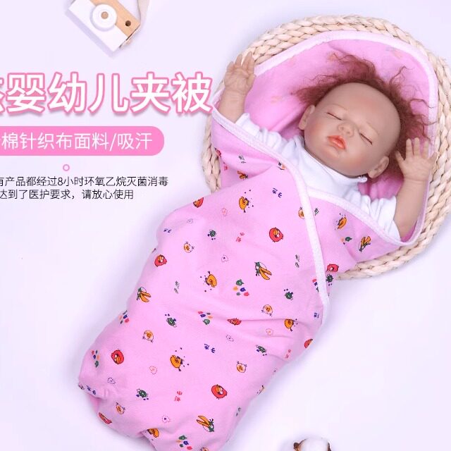 子杰品牌新生儿纯棉双层包单夹被夏季针织抱被小被子