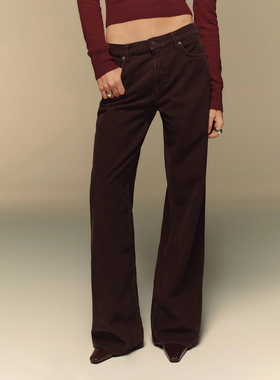 归己-25秋reformation长裤女秋美式高街灯芯绒休闲直筒裤