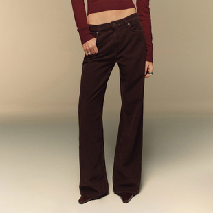 归己-25秋reformation长裤女秋美式高街灯芯绒休闲直筒裤