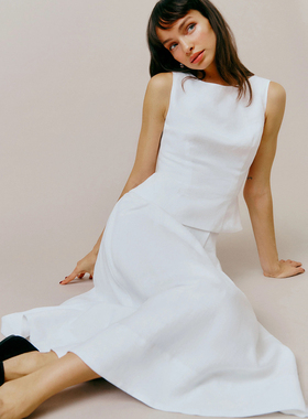 归己-25年亚麻reformation连衣裙背心裙套装两件套上衣半身裙女夏