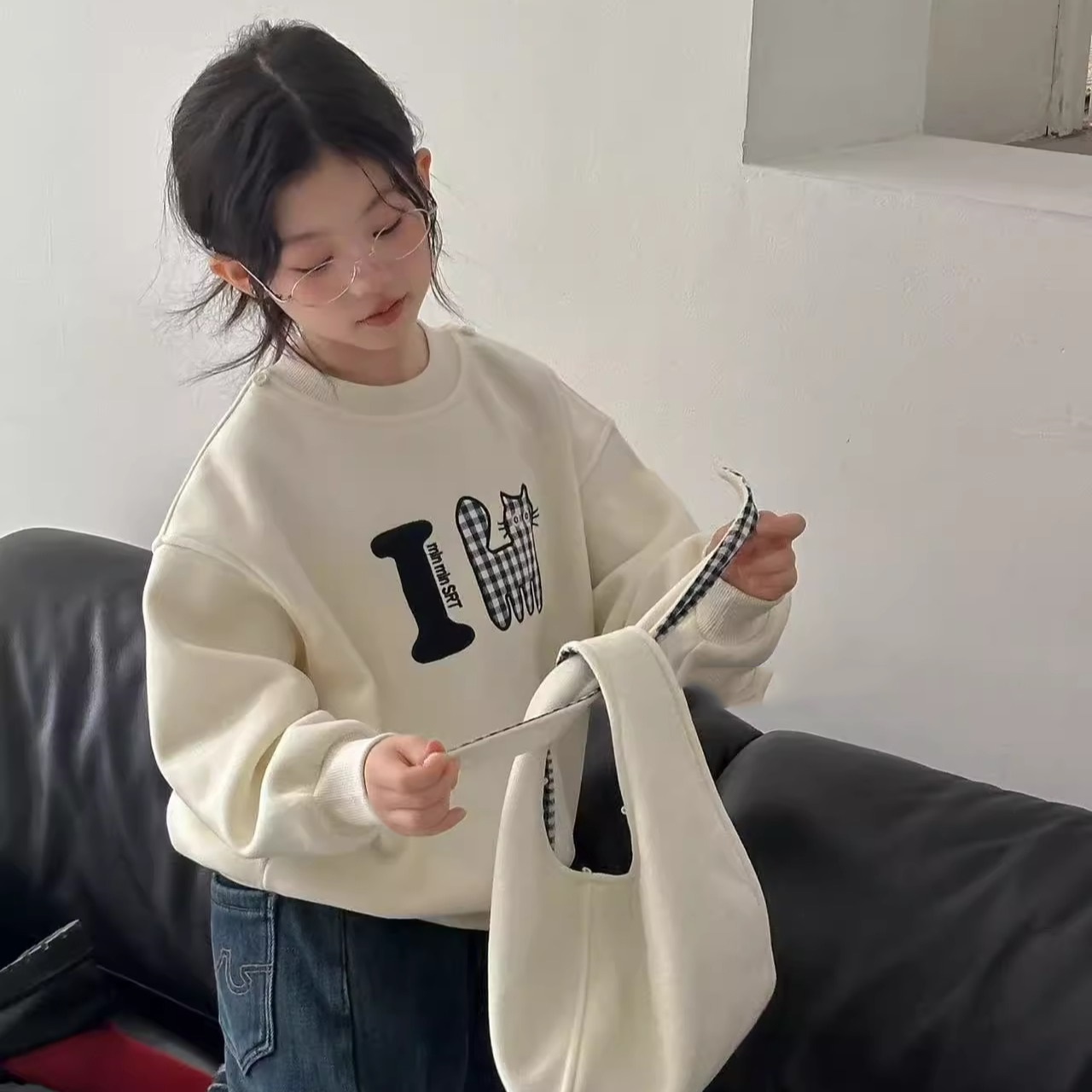 童装女童连帽加绒卫衣秋冬儿童