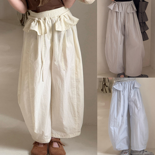 26新款 中大童荷叶边速干裤 童装 洋气休闲裤 儿童春装 女童花苞萝卜裤