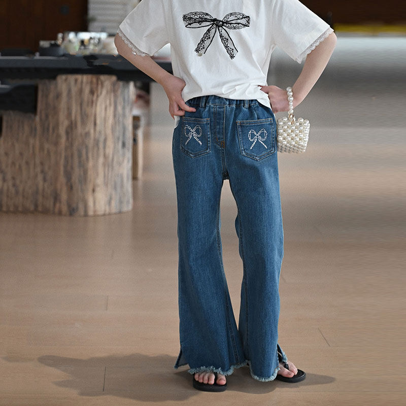 女童牛仔裤2026春夏新品儿童装裤子中大童小女孩洋气百搭喇叭长裤