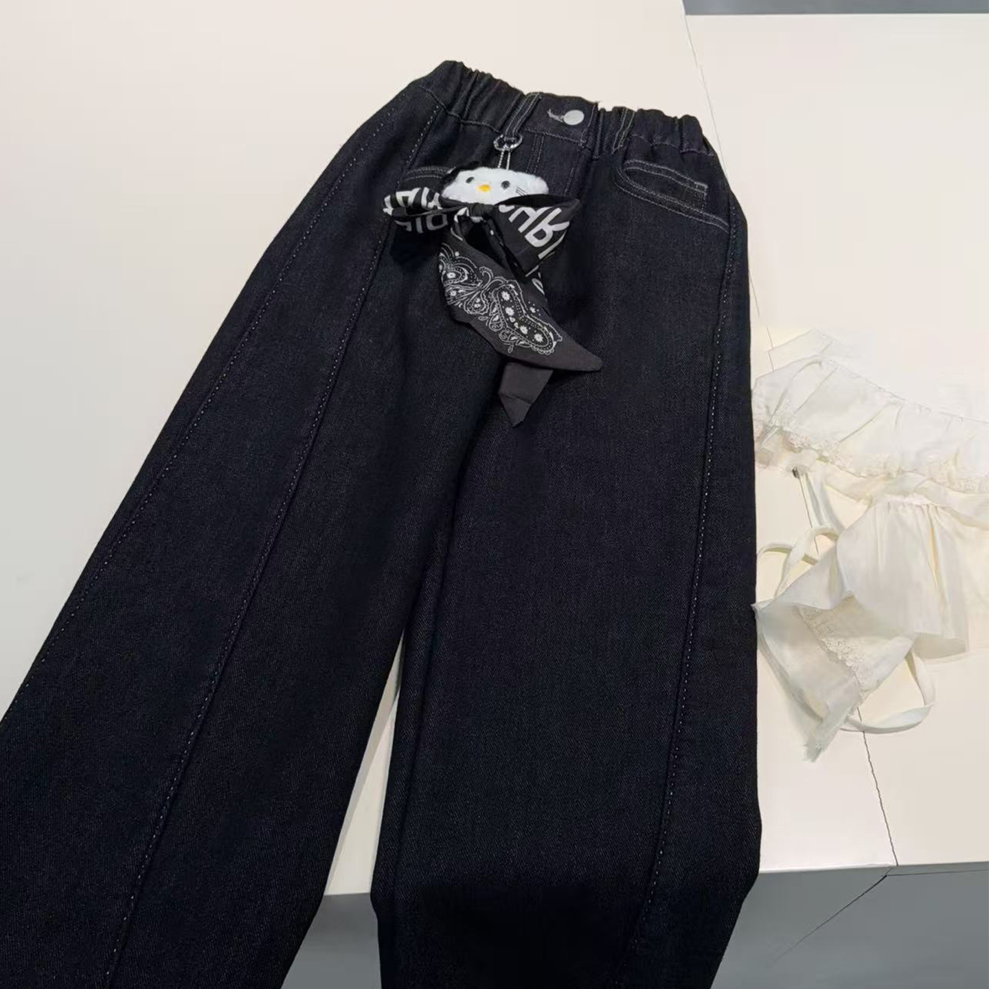 简约百搭一体绒加厚牛仔裤