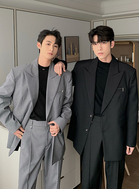 一轩轩hlds【明星同款系列】秋冬韩式休闲潮流西服套装痞帅外套