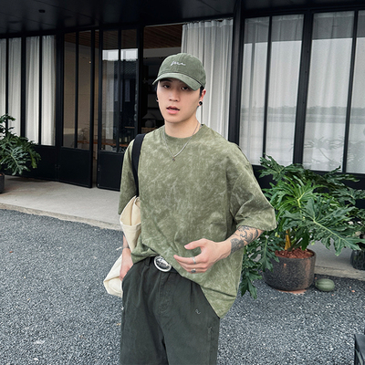ACB爱穿帮圆领复古印花半袖体恤