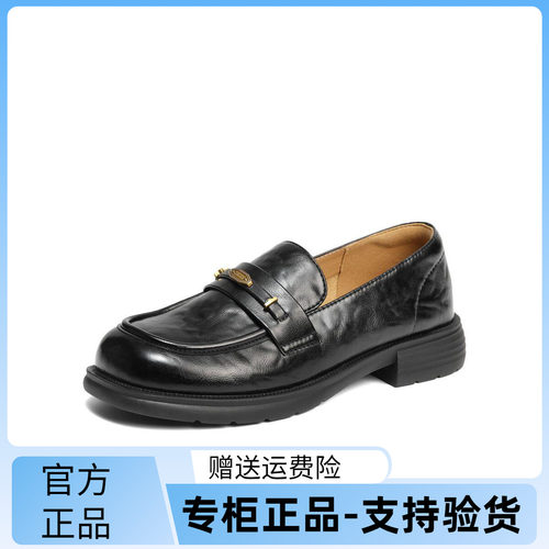 百丽2026春圆头方跟乐福女鞋